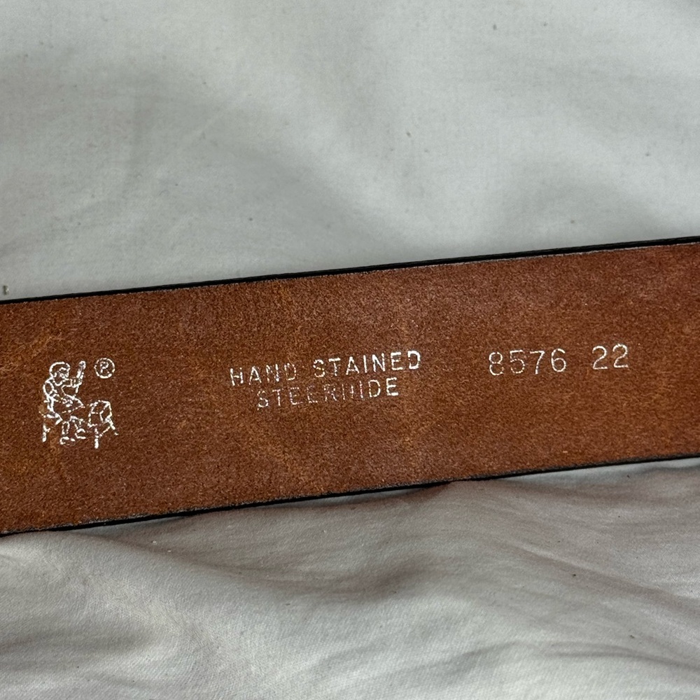 Western Style -Hand Stained Steerhide Leather - Brown Men's Belt - Size 34/36 - Picture 4 of 12